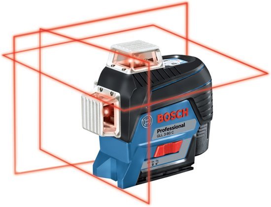 Lijnlaser GLL 3-80 C BM 1 + 12 V (2,0 Ah) accu + lader + richtplaat + etui